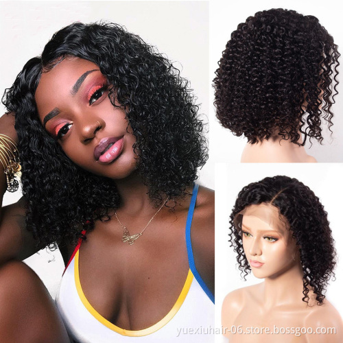 Short Bob Wigs Human Hair Deep Curly Wave Lace Front Wig Raw Peruvian Virgin Hair for Black Women